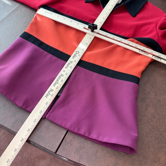VTG David Warren‎ Petites Colorblock Zip Front Jacket Red Orange Purple Size 8P - Picture 4 of 7